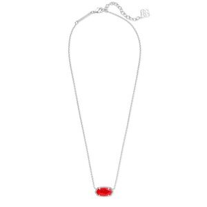Kendra Scott Elisa Silver Pendent Necklace in Red Illusion